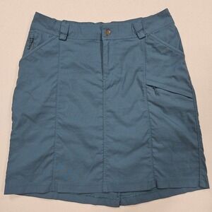 Duluth‎ Trading Dry On The Fly Improved Skort 12 Aqua Blue Green Lined Stretch
